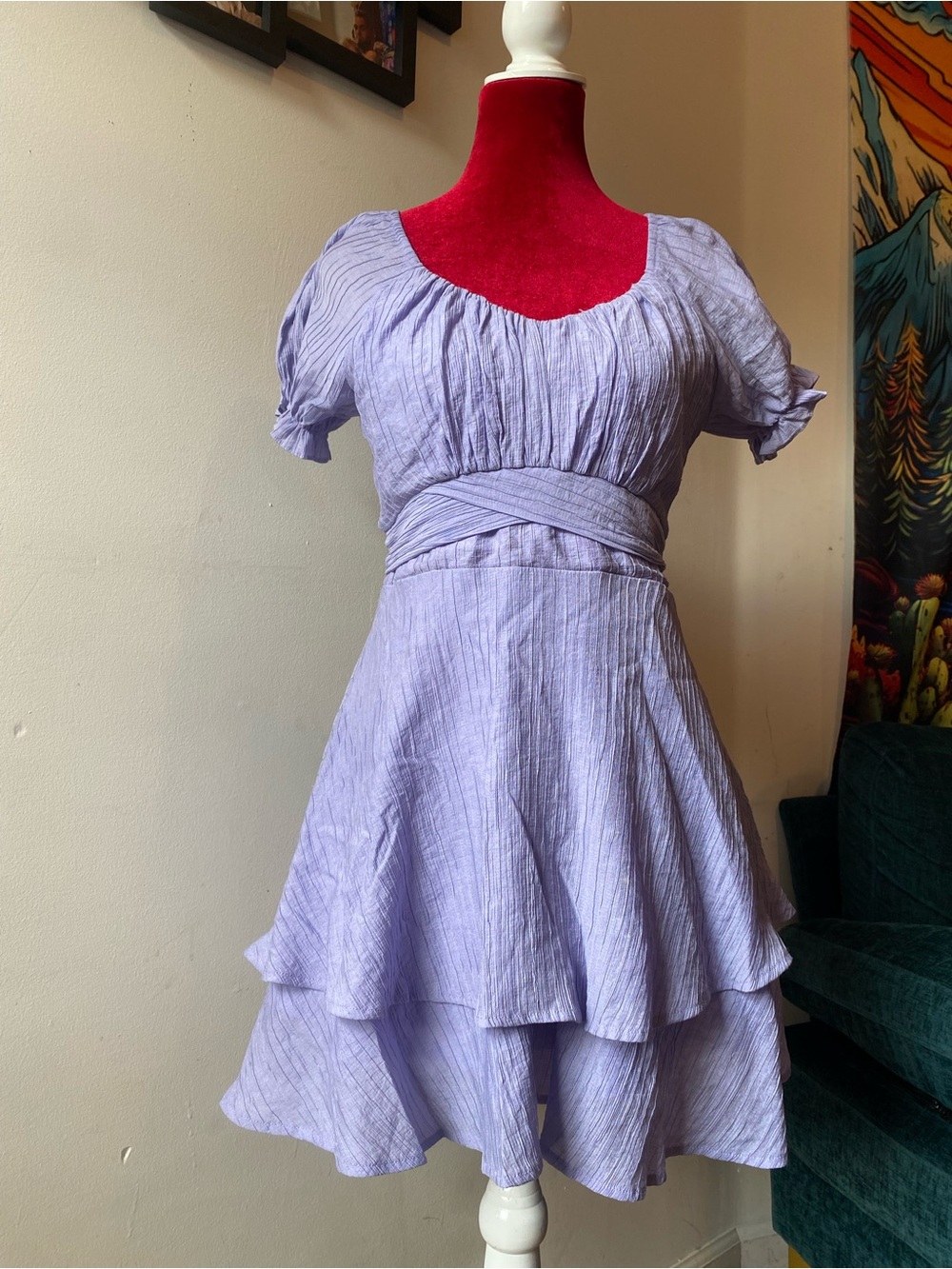 Katie J NYC Light Lavender Tiered Dress